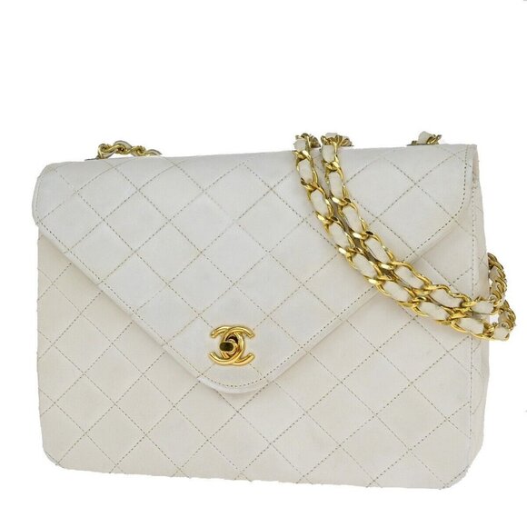 CHANEL CC Logo Matelasse 23 Chain Shoulder Bag Leather White - Picture 1 of 14